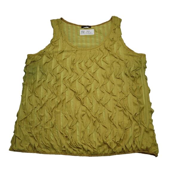 Heart 2 Heart Shirt Womens 3X Yellow Sleeveless Scoop Neck Ruffle Polyester Tank - Picture 1 of 13